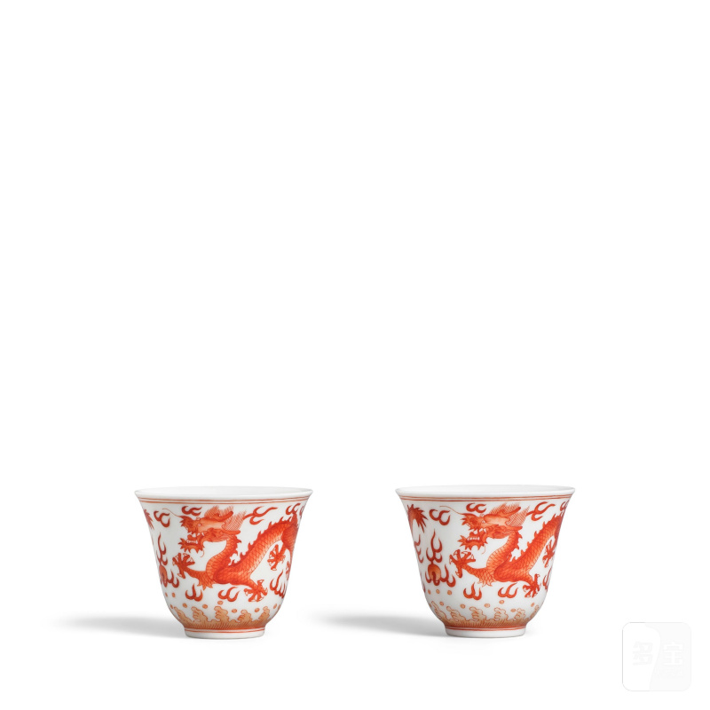清同治 礬紅雙龍趕珠小杯兩隻 | TWO IRON-RED-DECORATED 'DRAGON' CUPS - 图4